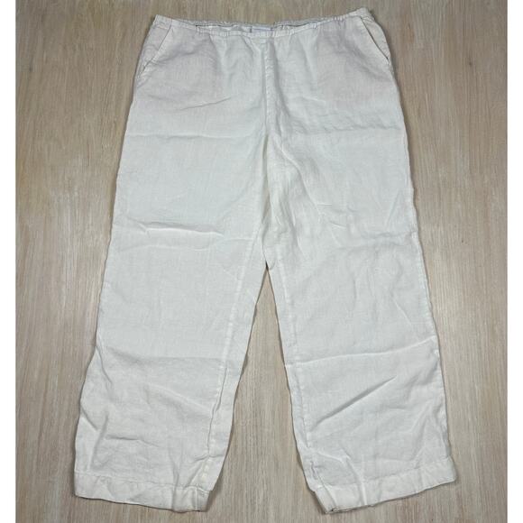 J. Jill Pants - J Jill Love Linen White Wide Leg Pull On Casual Vacation Coastal Chic Pants XL